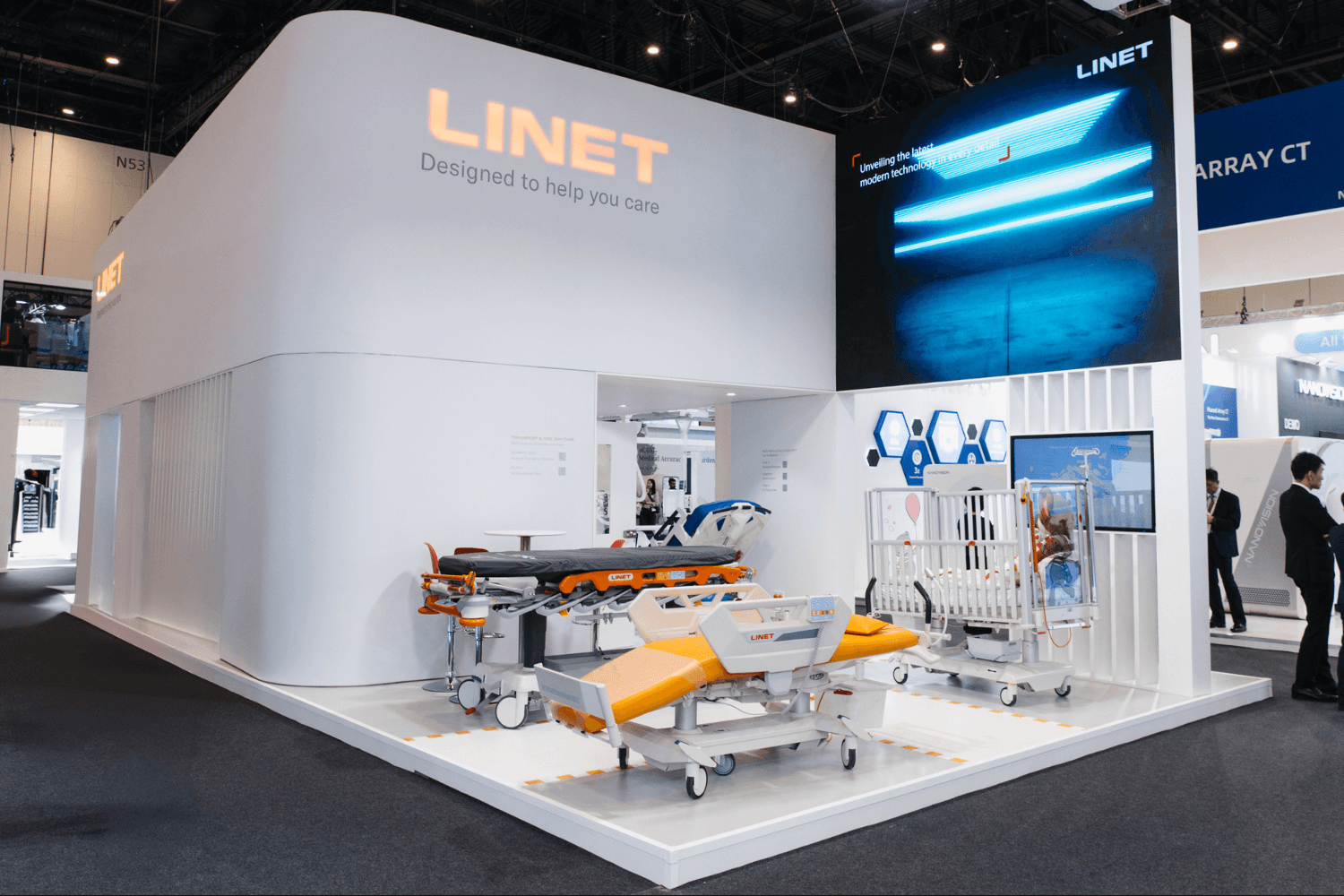 LINET Group 90 + 31 sqm exhibition stand at WHX by Messe.ae