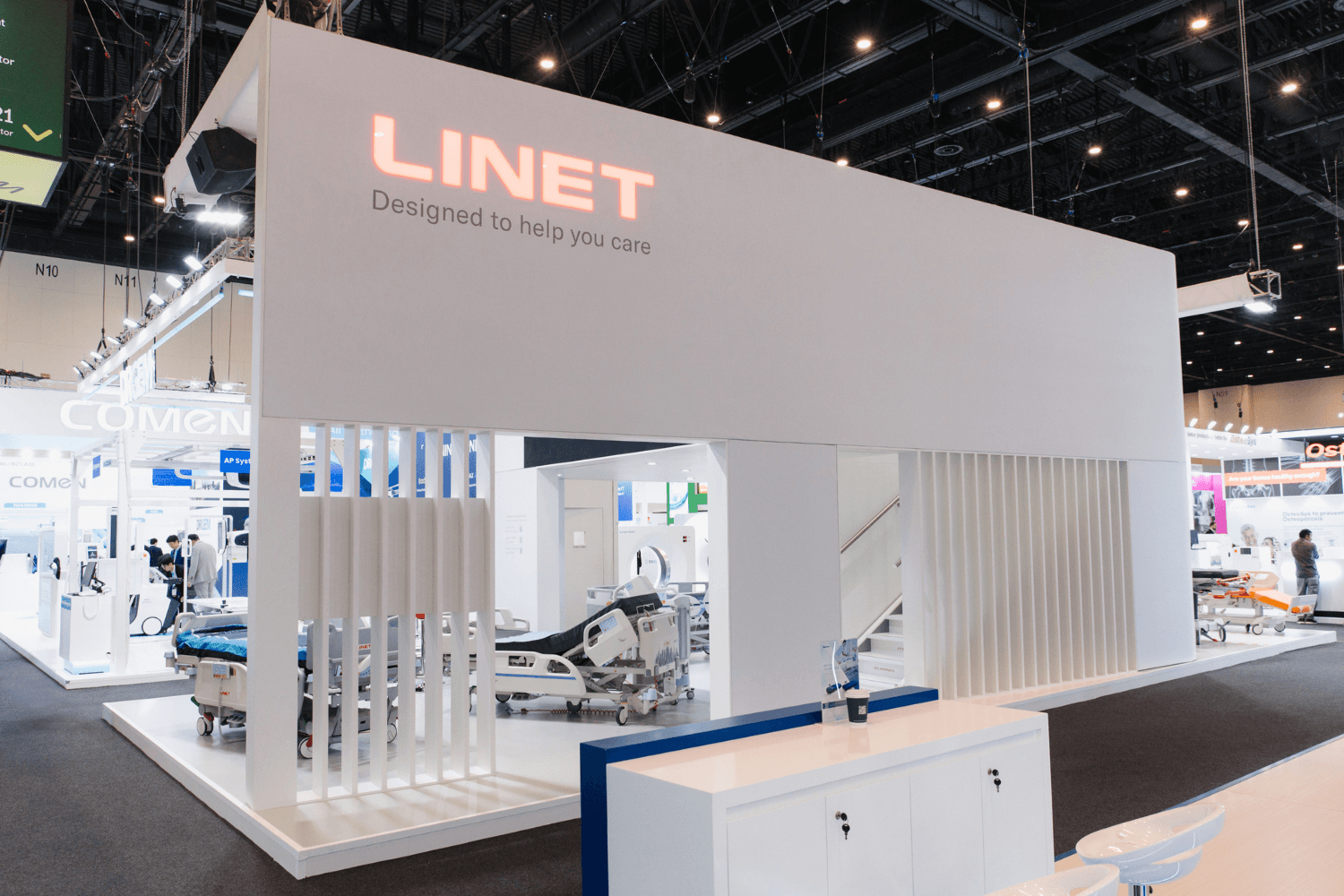 LINET Group 90 + 31 sqm exhibition stand at WHX by Messe.ae