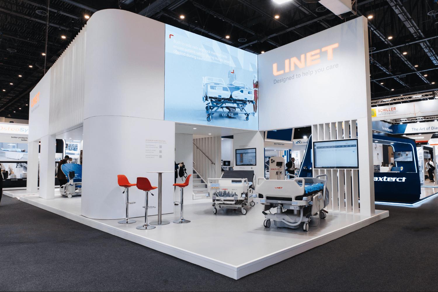 LINET Group 90 + 31 sqm exhibition stand at WHX by Messe.ae