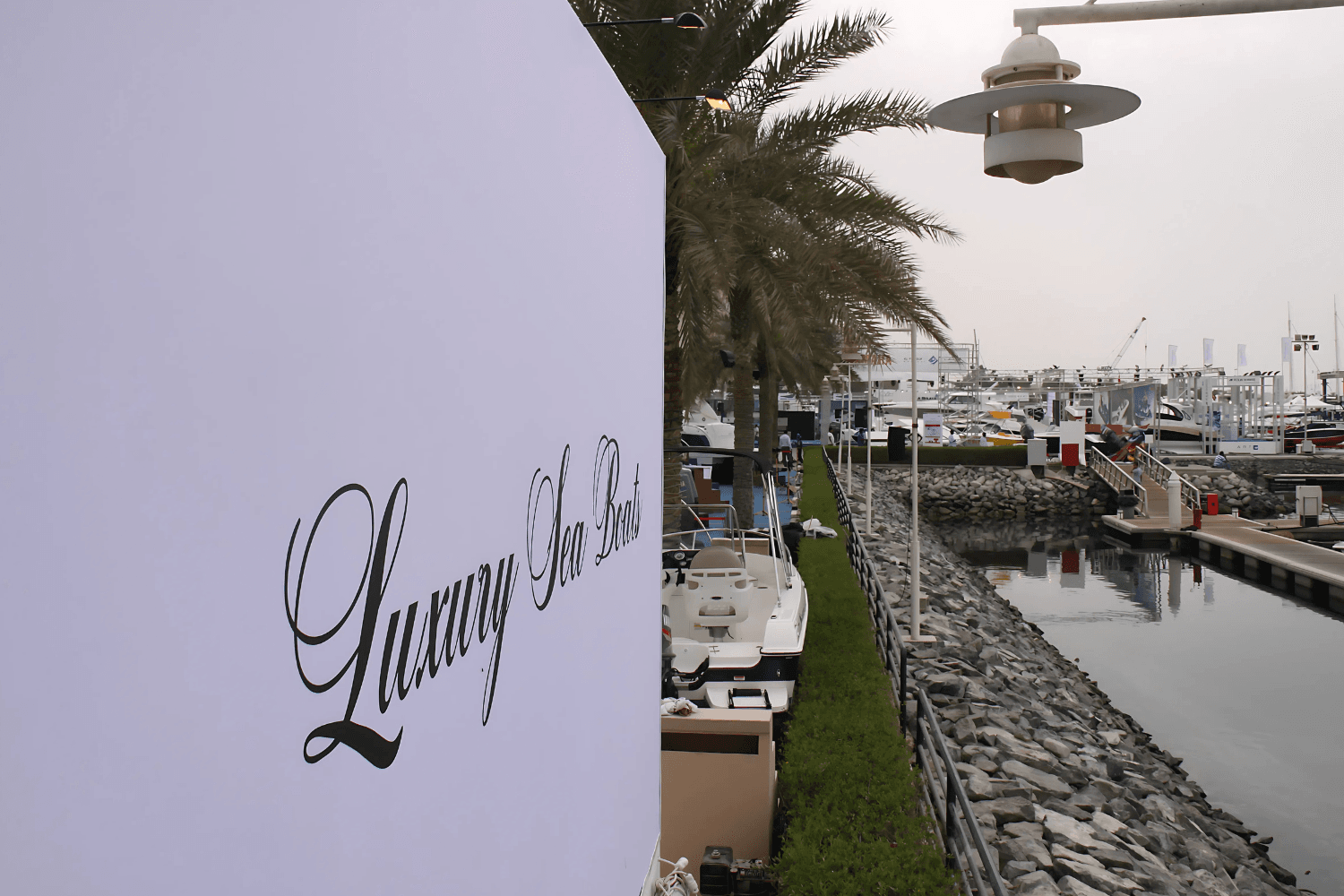 Luxury Sea Boats 190 sqm exhibition stand at Dubai International Boat Show by Messe.ae