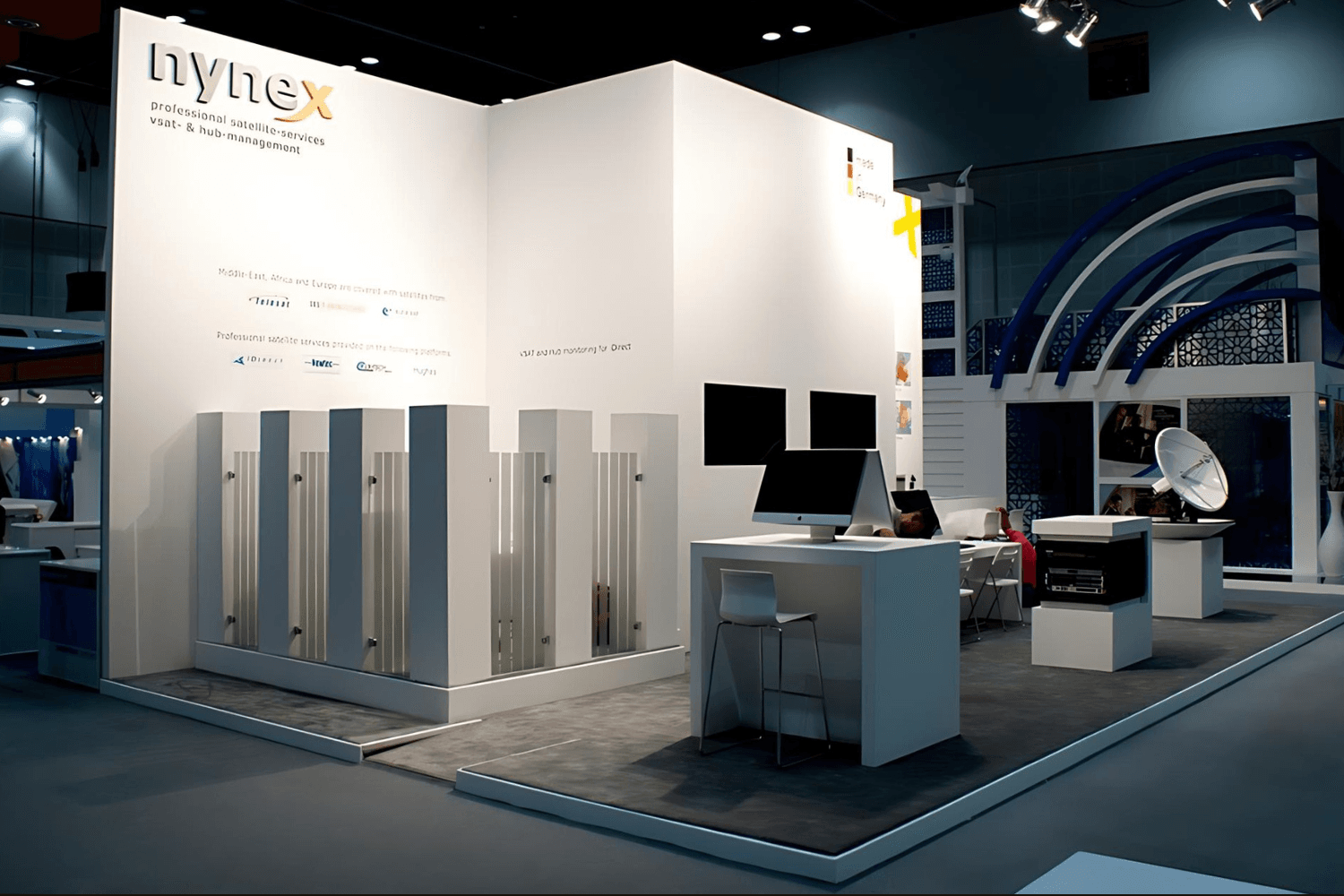 Nynex 60 sqm exhibition stand at CABSAT by Messe.ae
