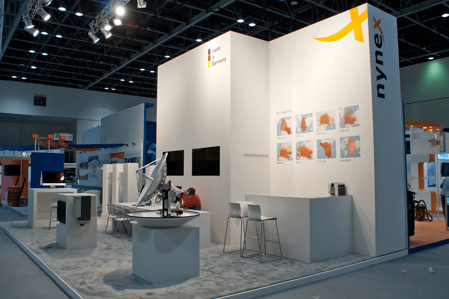 Nynex 60 sqm exhibition stand at CABSAT by Messe.ae