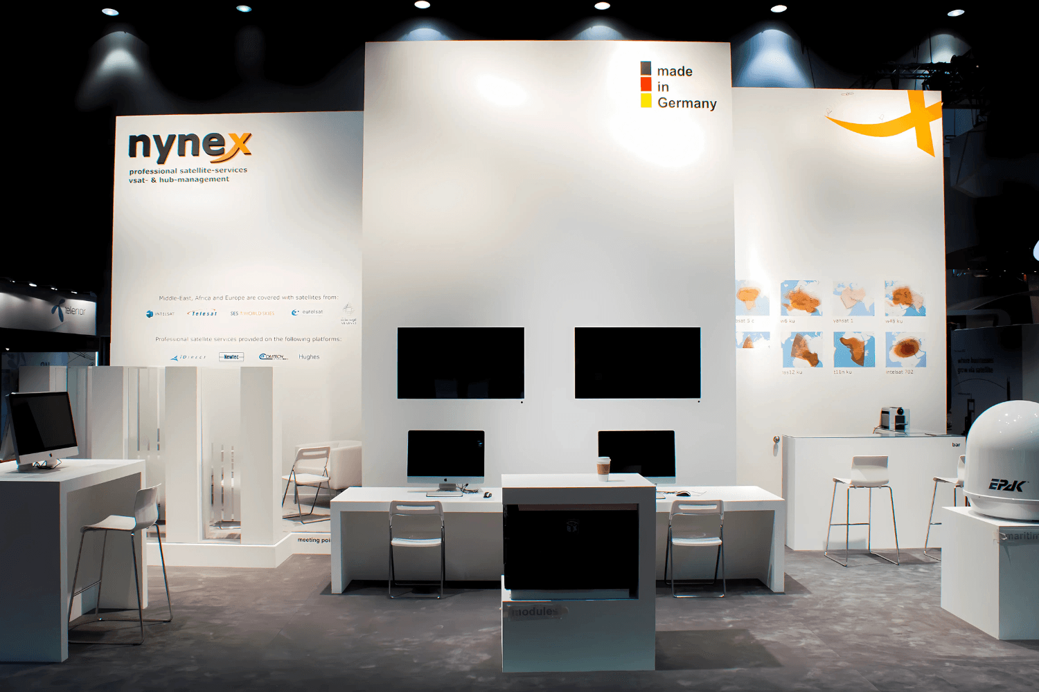 Nynex 60 sqm exhibition stand at CABSAT by Messe.ae