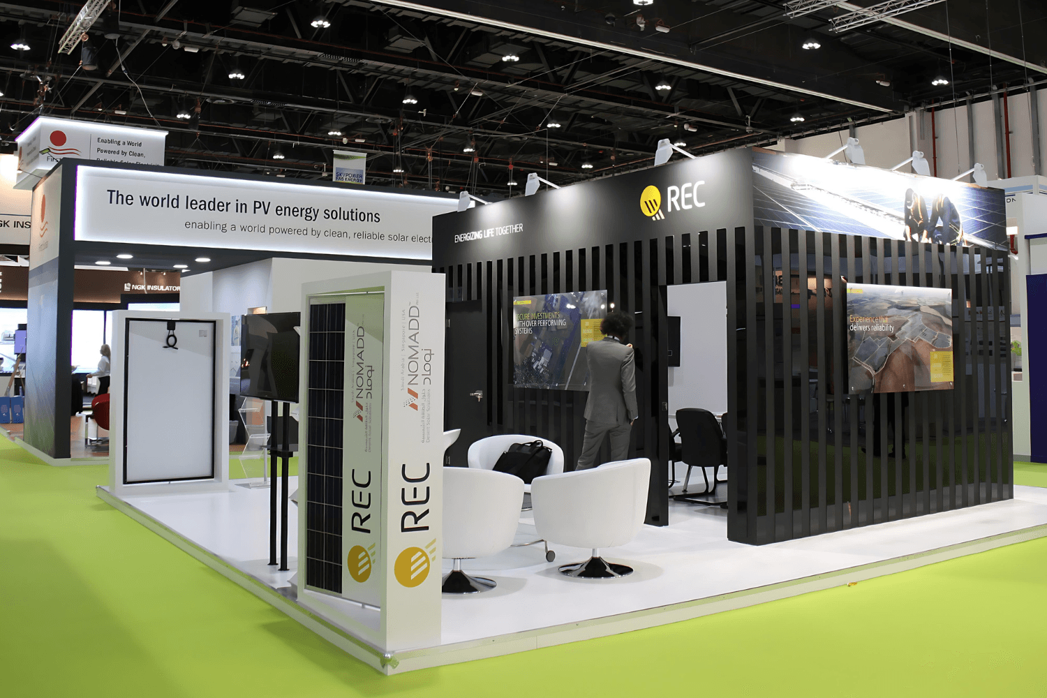 REC Solar 48 sqm exhibition stand at World Future Energy Summit by Messe.ae