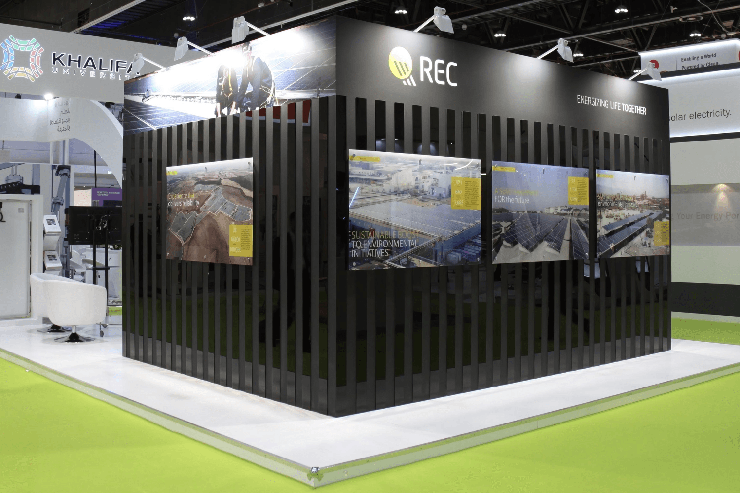 REC Solar 48 sqm exhibition stand at World Future Energy Summit by Messe.ae