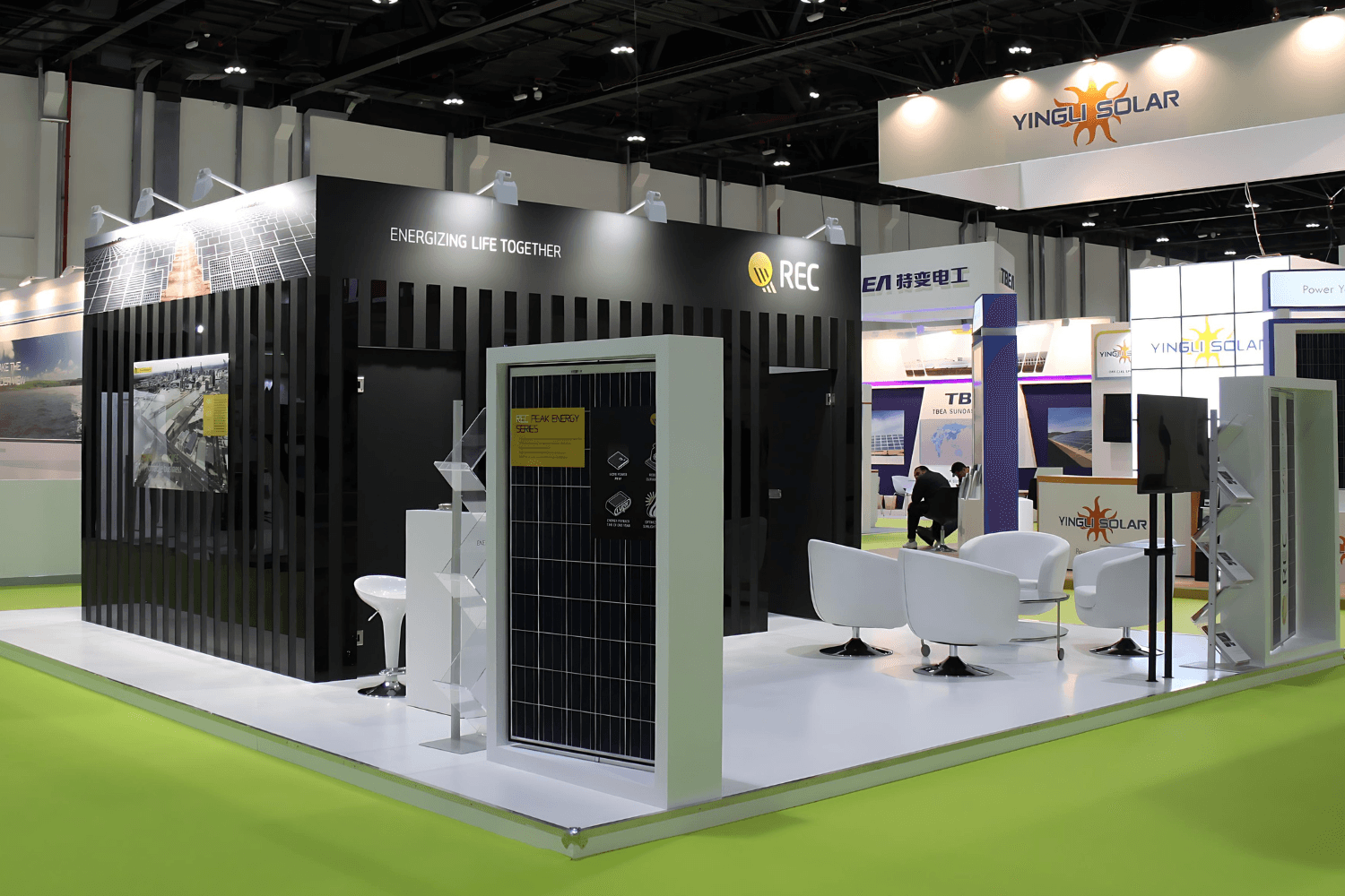 REC Solar 48 sqm exhibition stand at World Future Energy Summit by Messe.ae