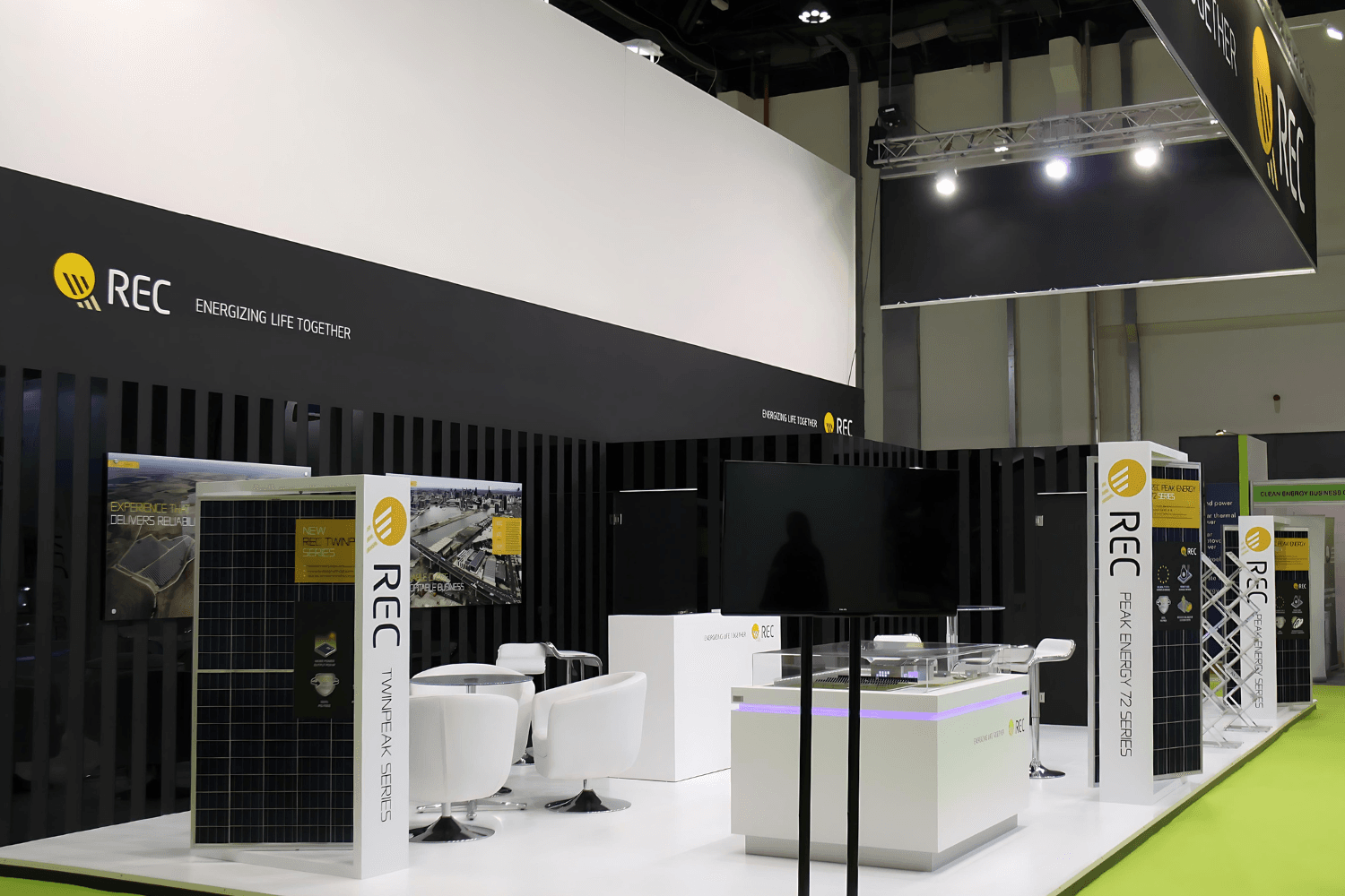 REC Solar 55 sqm exhibition stand at World Future Energy Summit by Messe.ae
