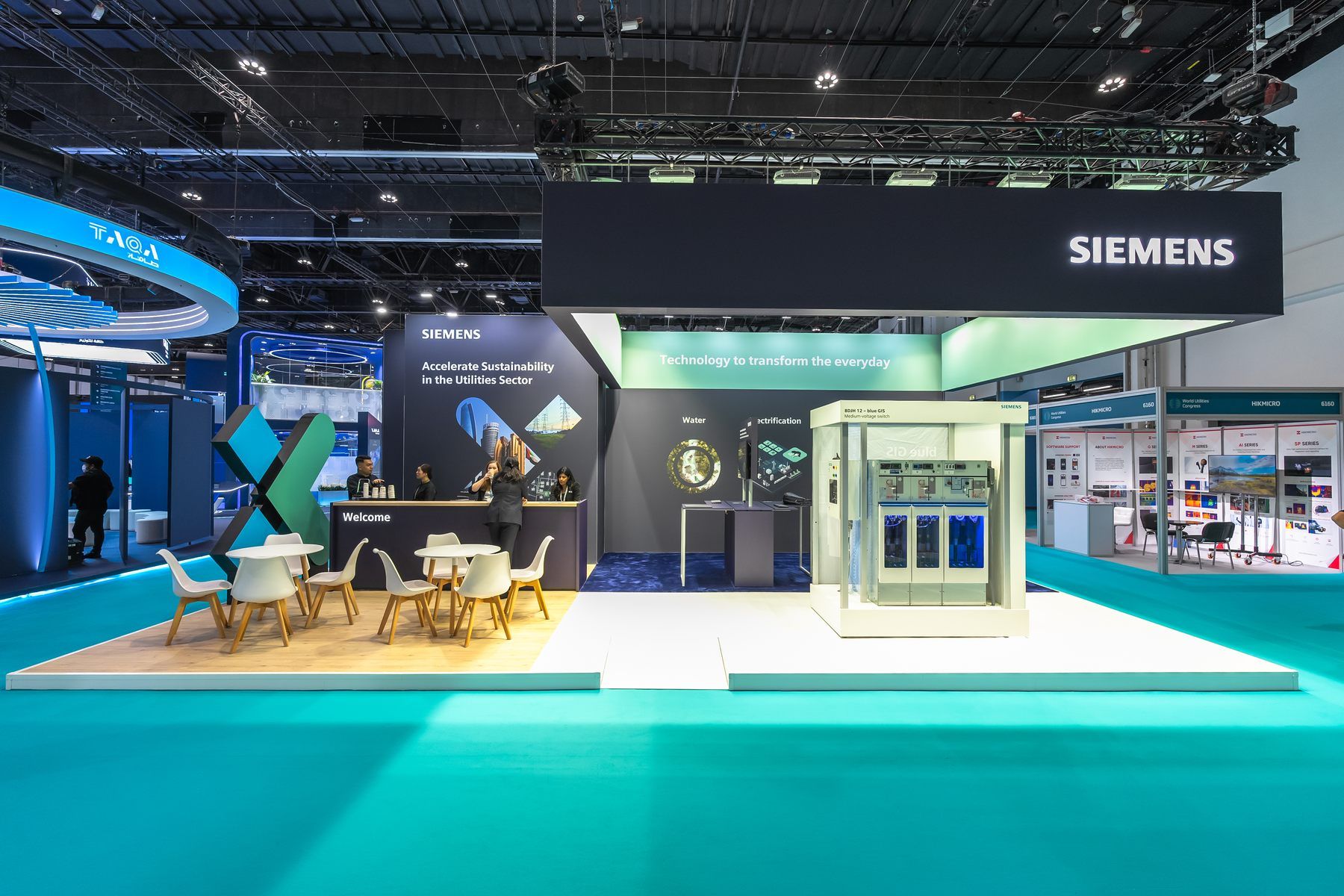 Siemens Industrial 60 sqm exhibition stand at World Utilities Congress by Messe.ae