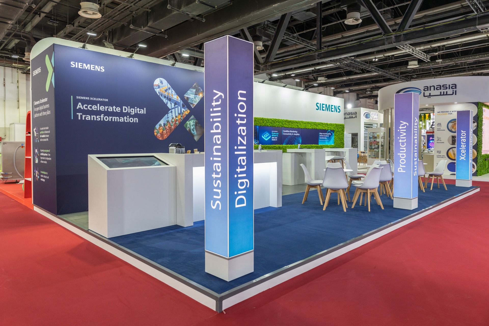 Siemens Industrial 60 sqm exhibition stand at Gulfood Manufacturing by Messe.ae