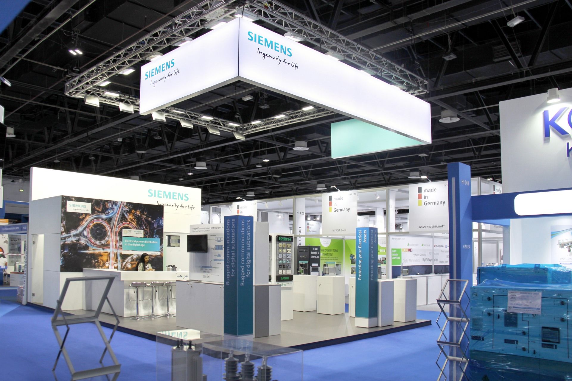Siemens Industrial 54 sqm exhibition stand at Middle East Energy by Messe.ae
