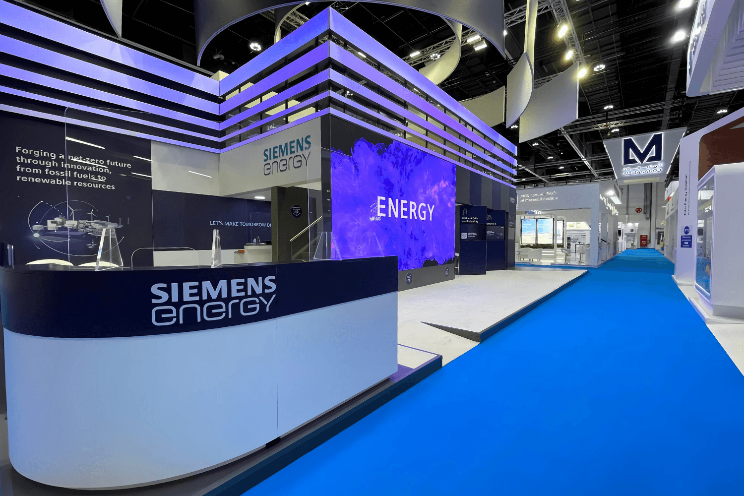 Siemens Energy 100 sqm exhibition stand at ADIPEC by Messe.ae
