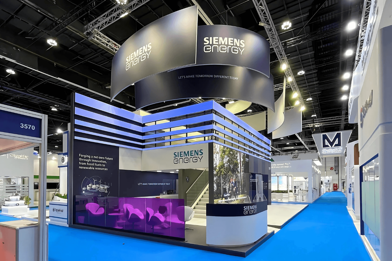 Siemens Energy 100 sqm exhibition stand at ADIPEC by Messe.ae