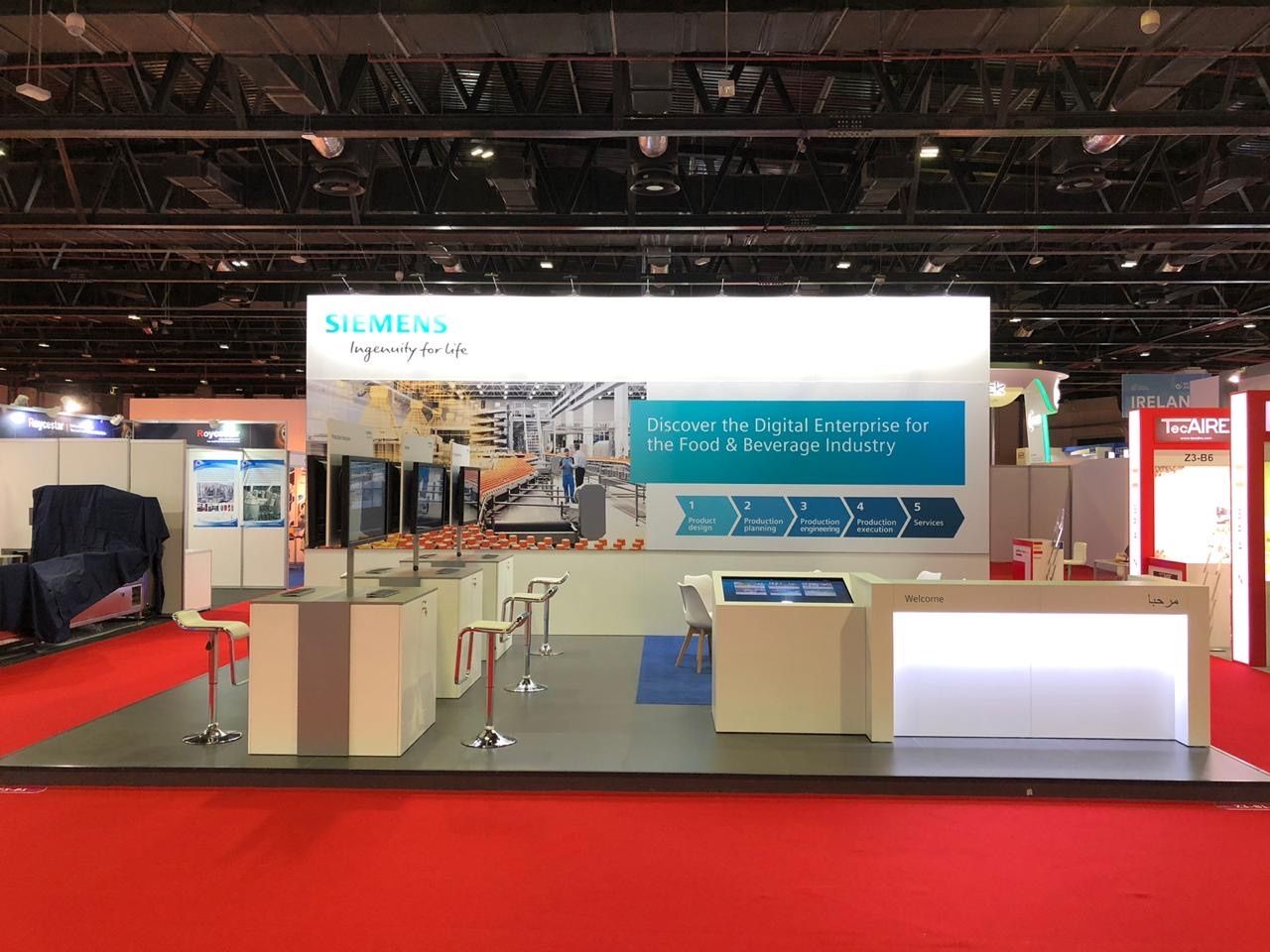 Siemens Industrial 48 sqm exhibition stand at Gulfood Manufacturing by Messe.ae