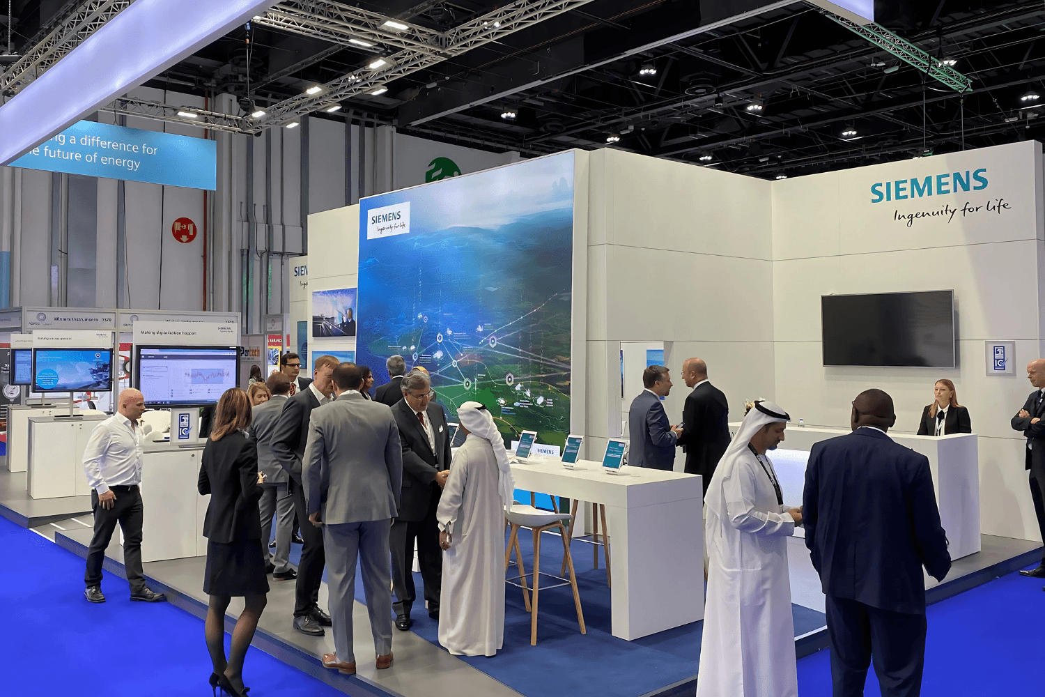 Siemens Industrial 112.5 sqm exhibition stand at ADIPEC by Messe.ae