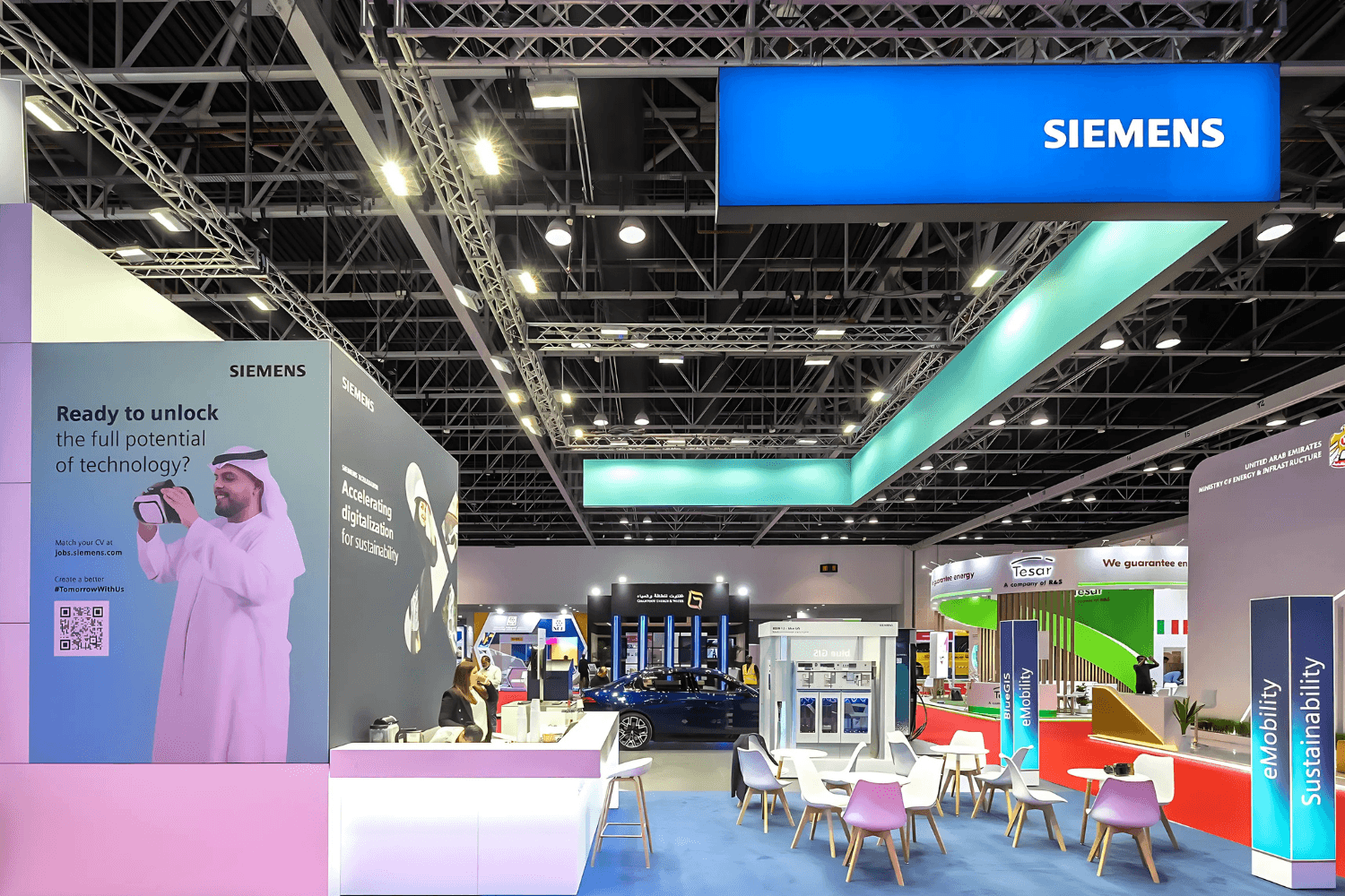 Siemens Industrial 100 sqm exhibition stand at WETEX by Messe.ae