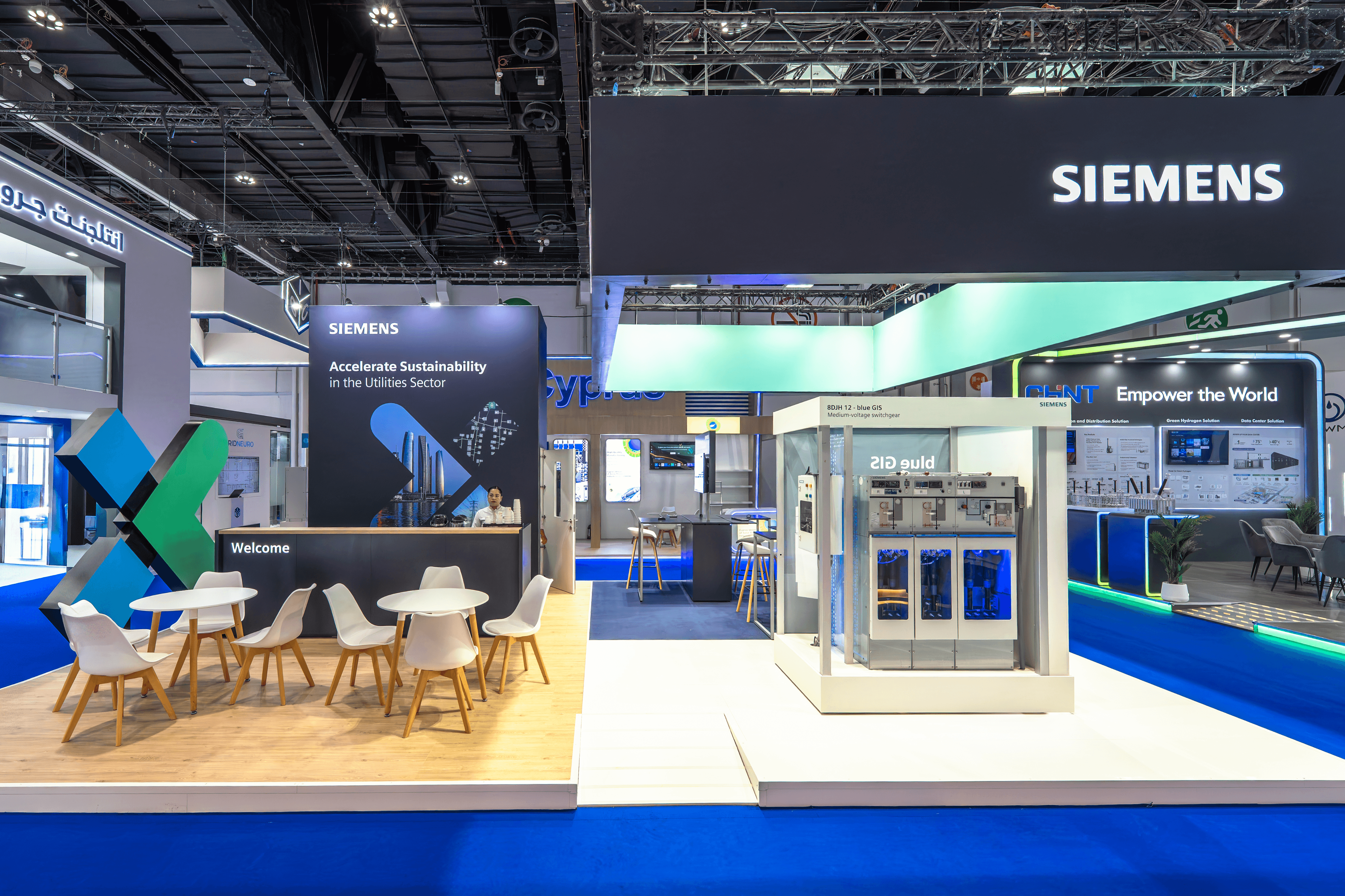 Siemens Industrial 54 sqm exhibition stand at World Utilities Congress by Messe.ae