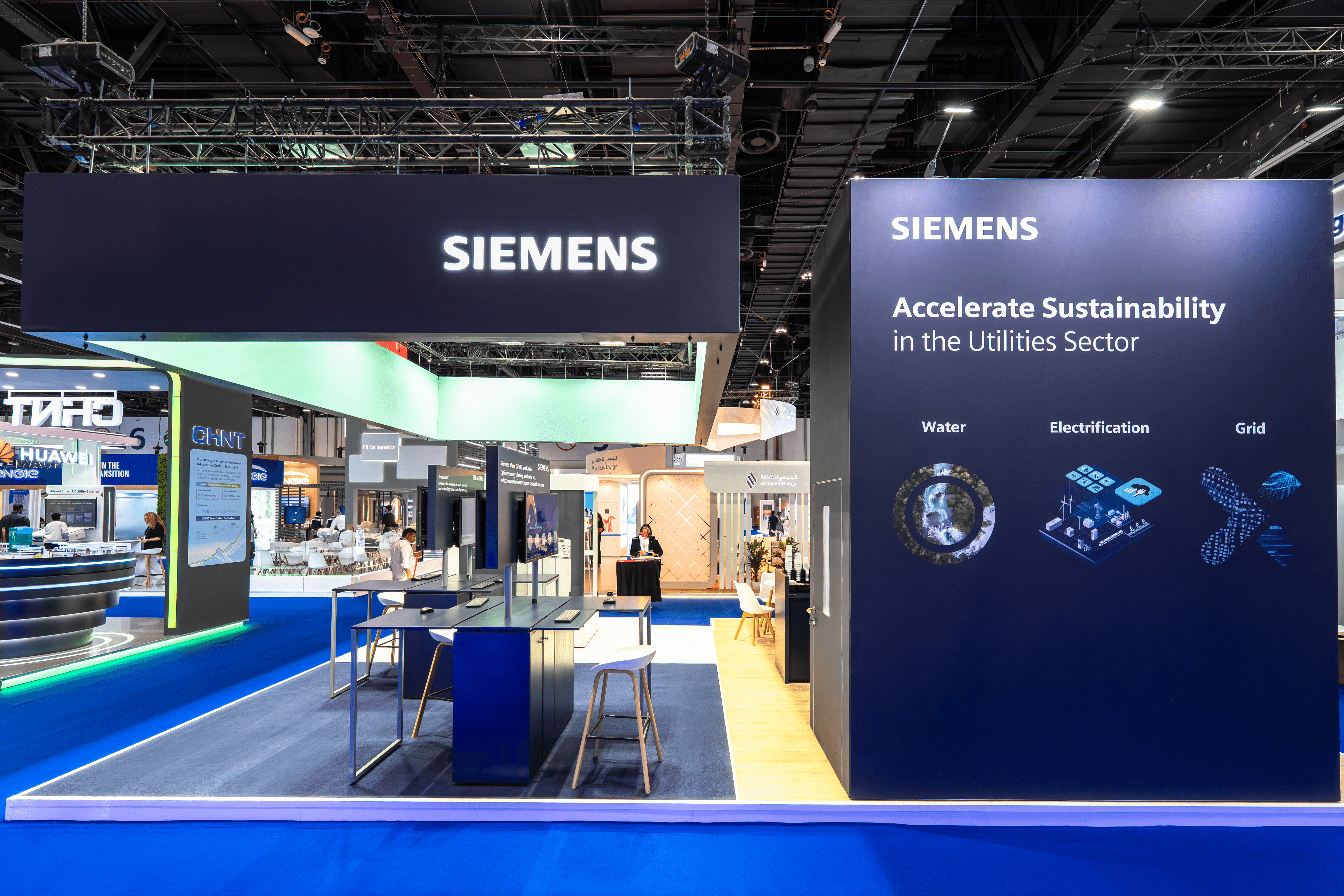 Siemens Industrial 54 sqm exhibition stand at World Utilities Congress by Messe.ae