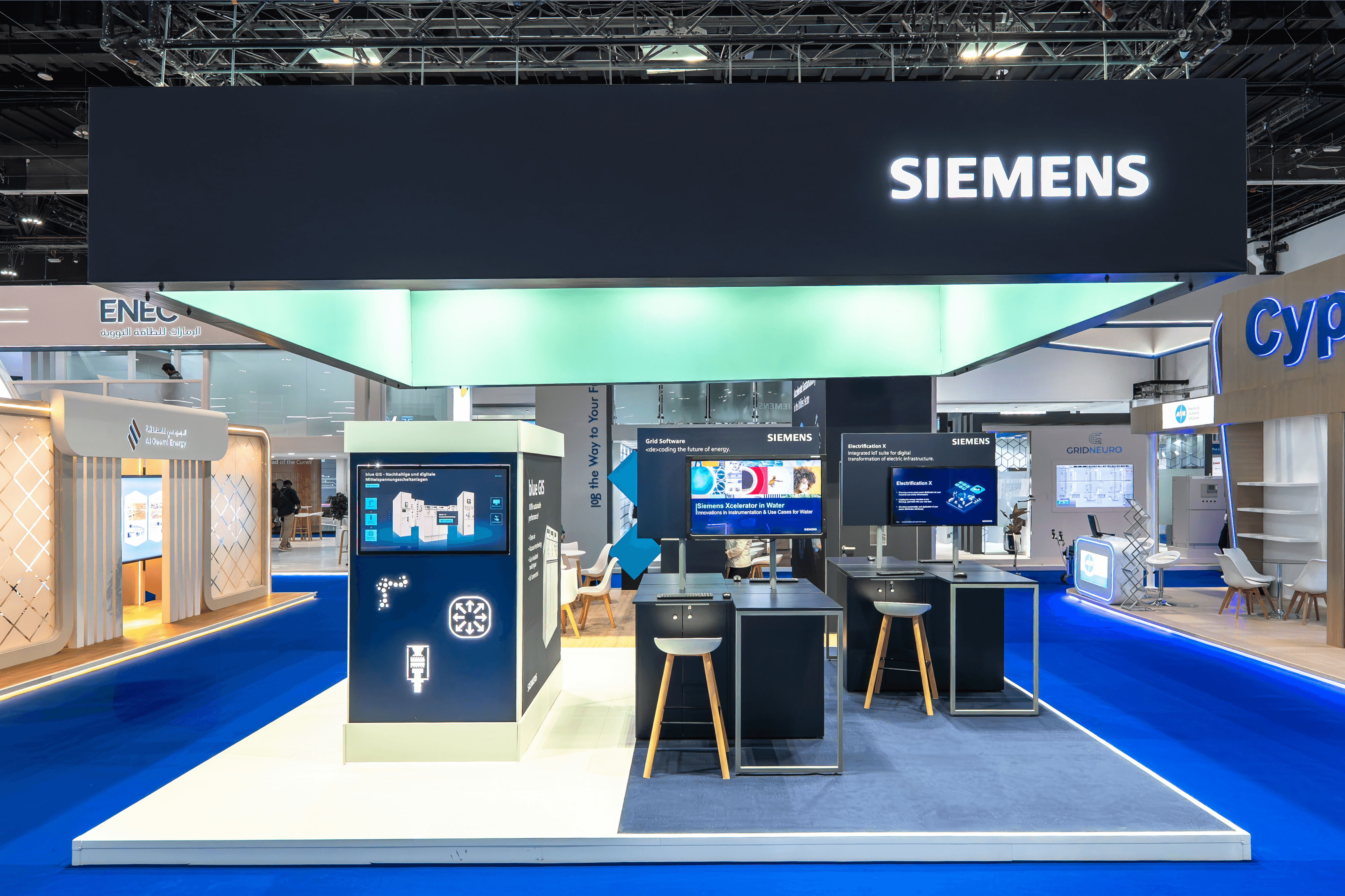 Siemens Industrial 54 sqm exhibition stand at World Utilities Congress by Messe.ae