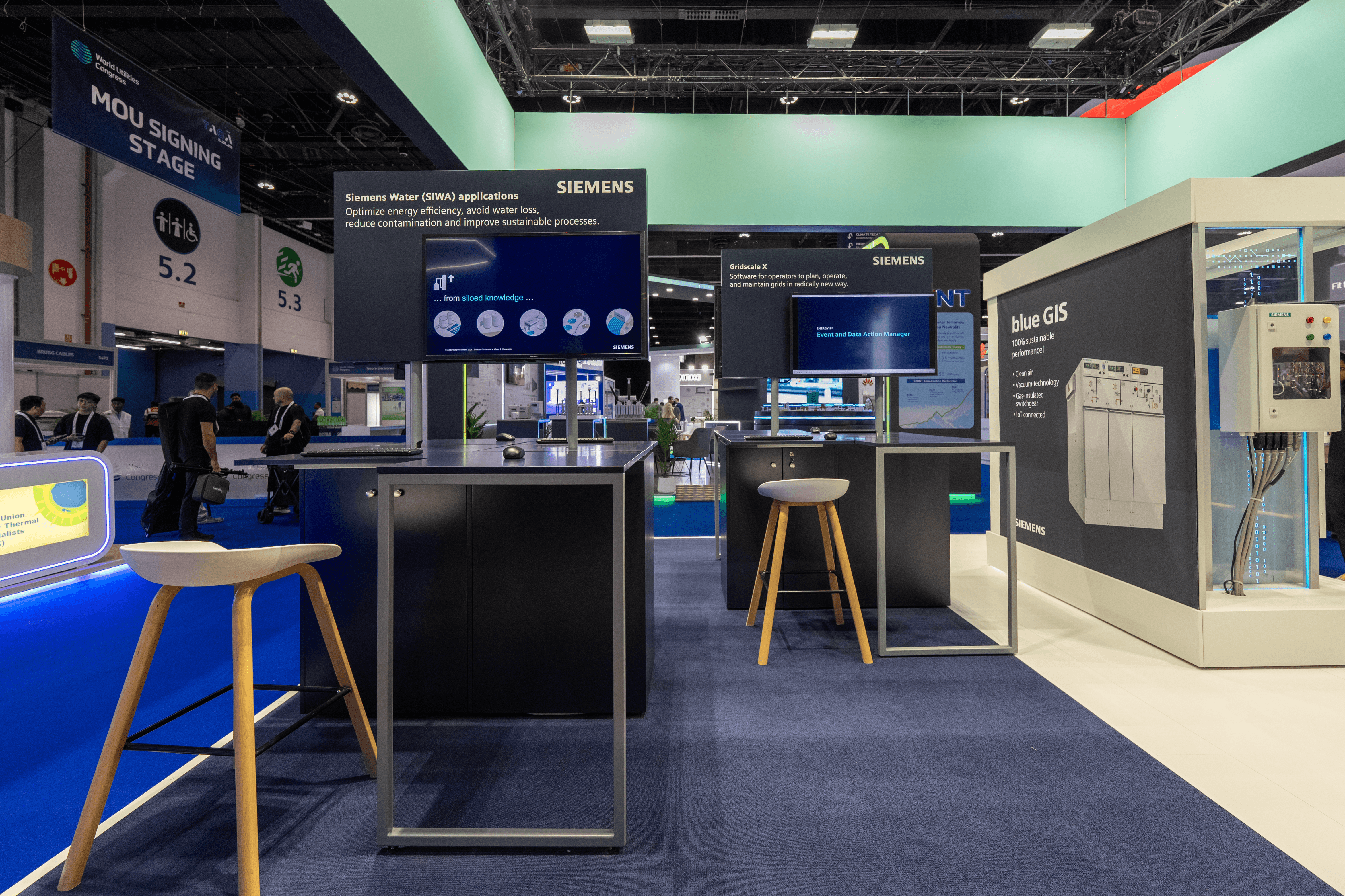 Siemens Industrial 54 sqm exhibition stand at World Utilities Congress by Messe.ae