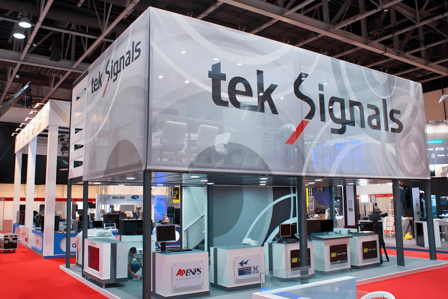 TekSignals 70 + 70 sqm exhibition stand at CABSAT by Messe.ae