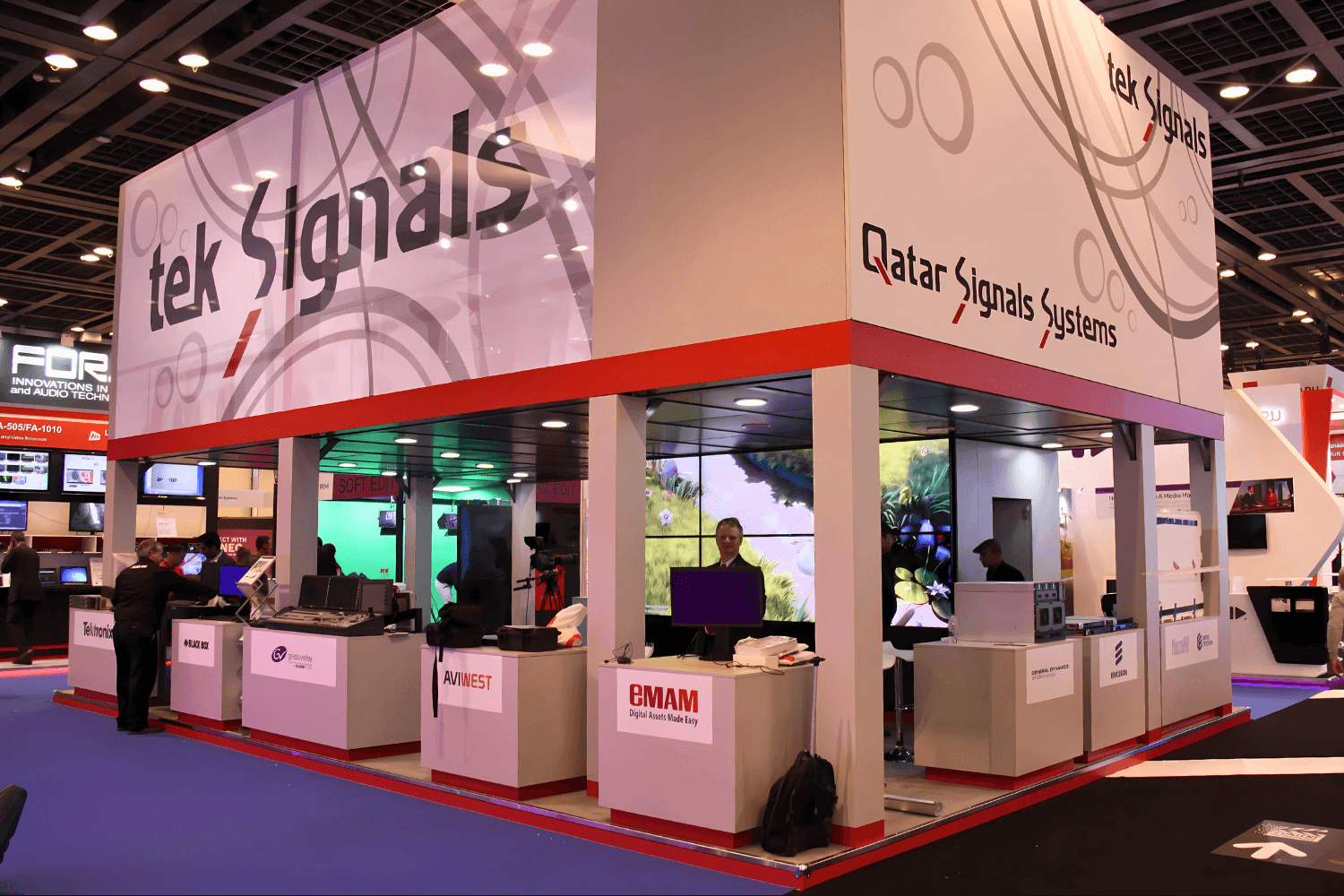 TekSignals 70 + 70 sqm exhibition stand at CABSAT by Messe.ae
