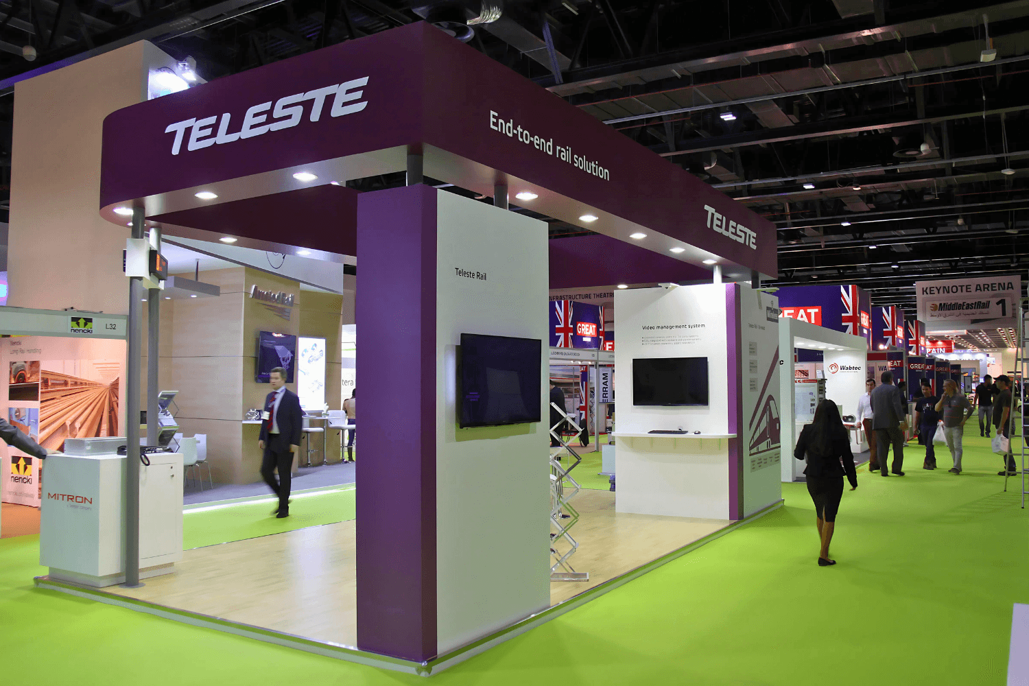 Teleste 32 sqm exhibition stand at Middle East Rail by Messe.ae