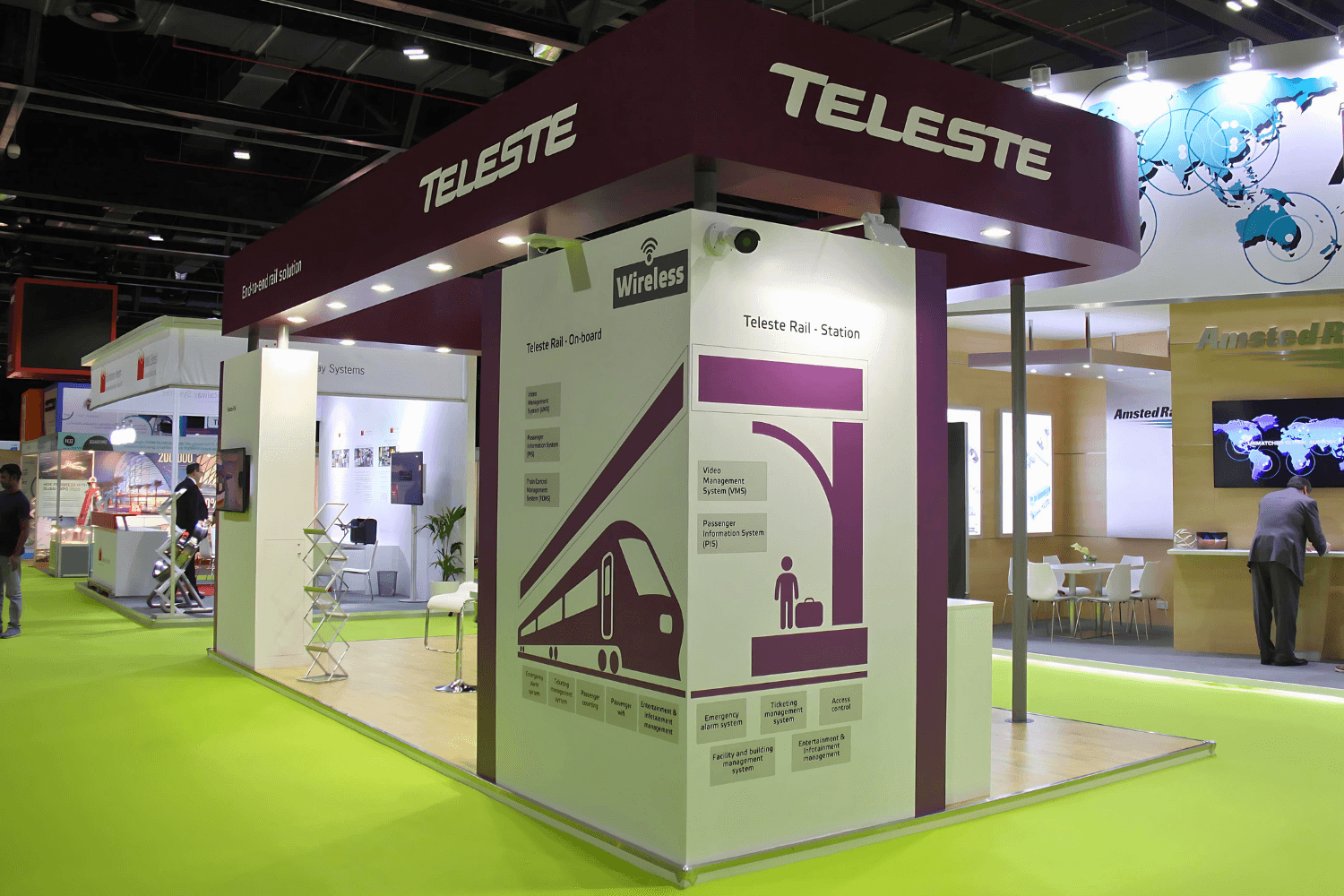 Teleste 32 sqm exhibition stand at Middle East Rail by Messe.ae