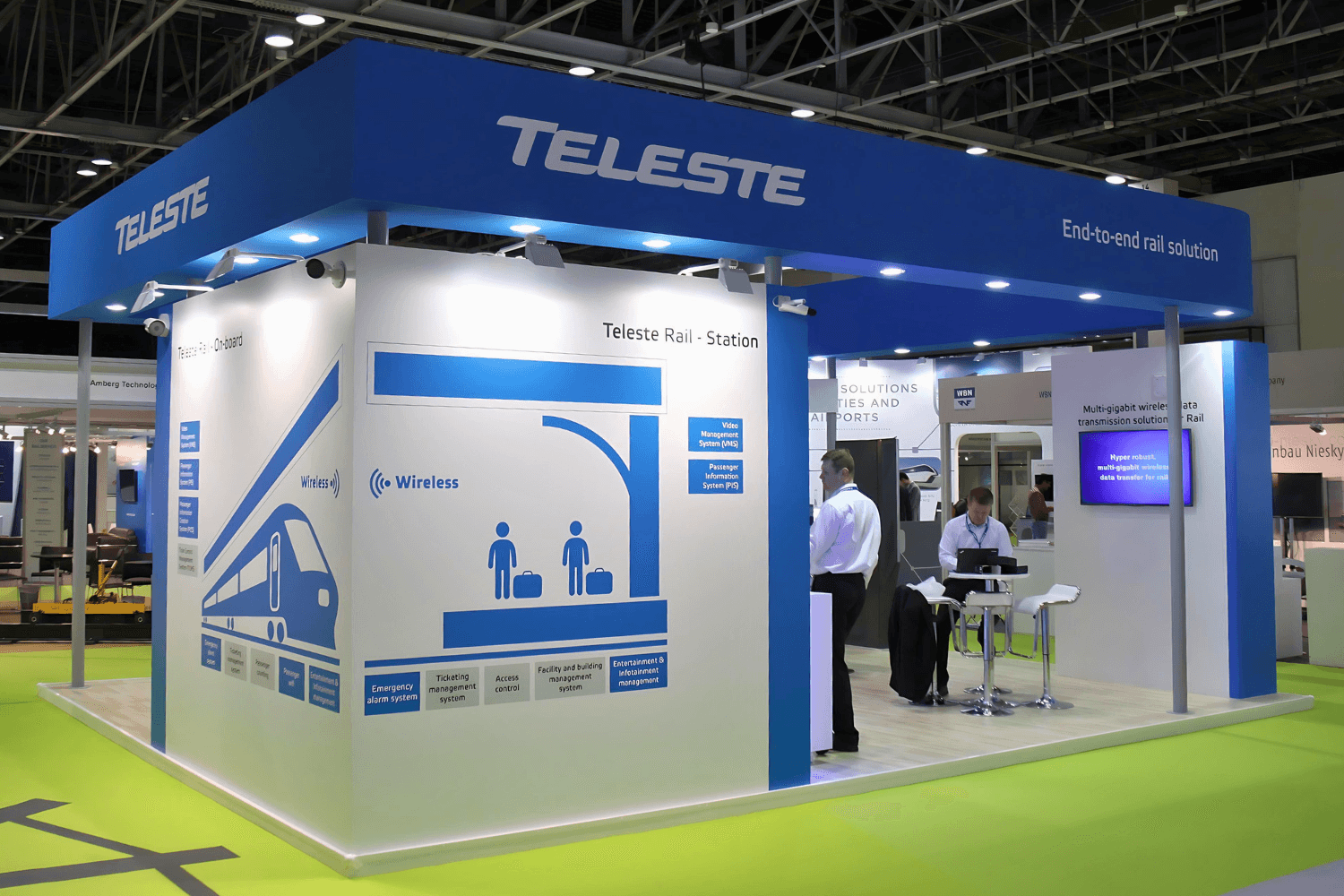 Teleste 48 sqm exhibition stand at Middle East Rail by Messe.ae