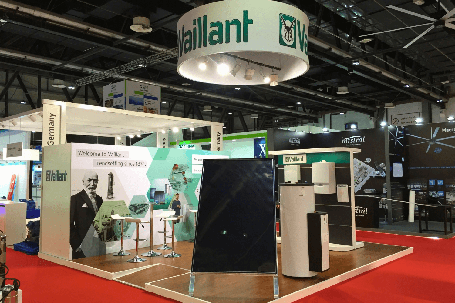 Vaillant 48 sqm exhibition stand at BIG 5 by Messe.ae