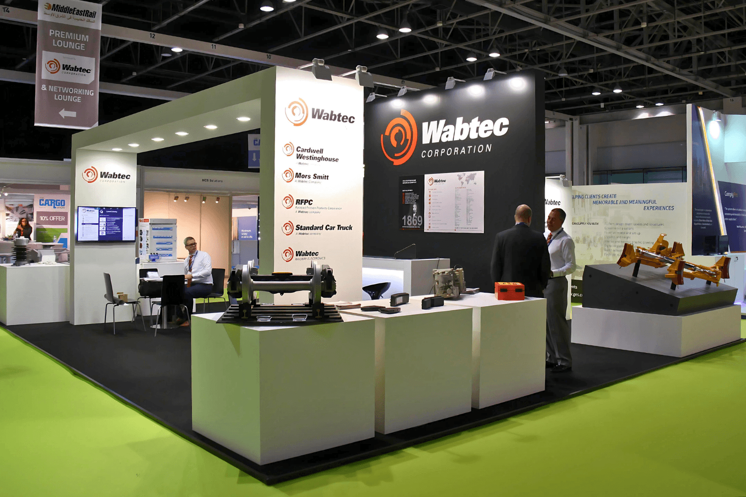 Wabtec 72 sqm exhibition stand at Middle East Rail by Messe.ae