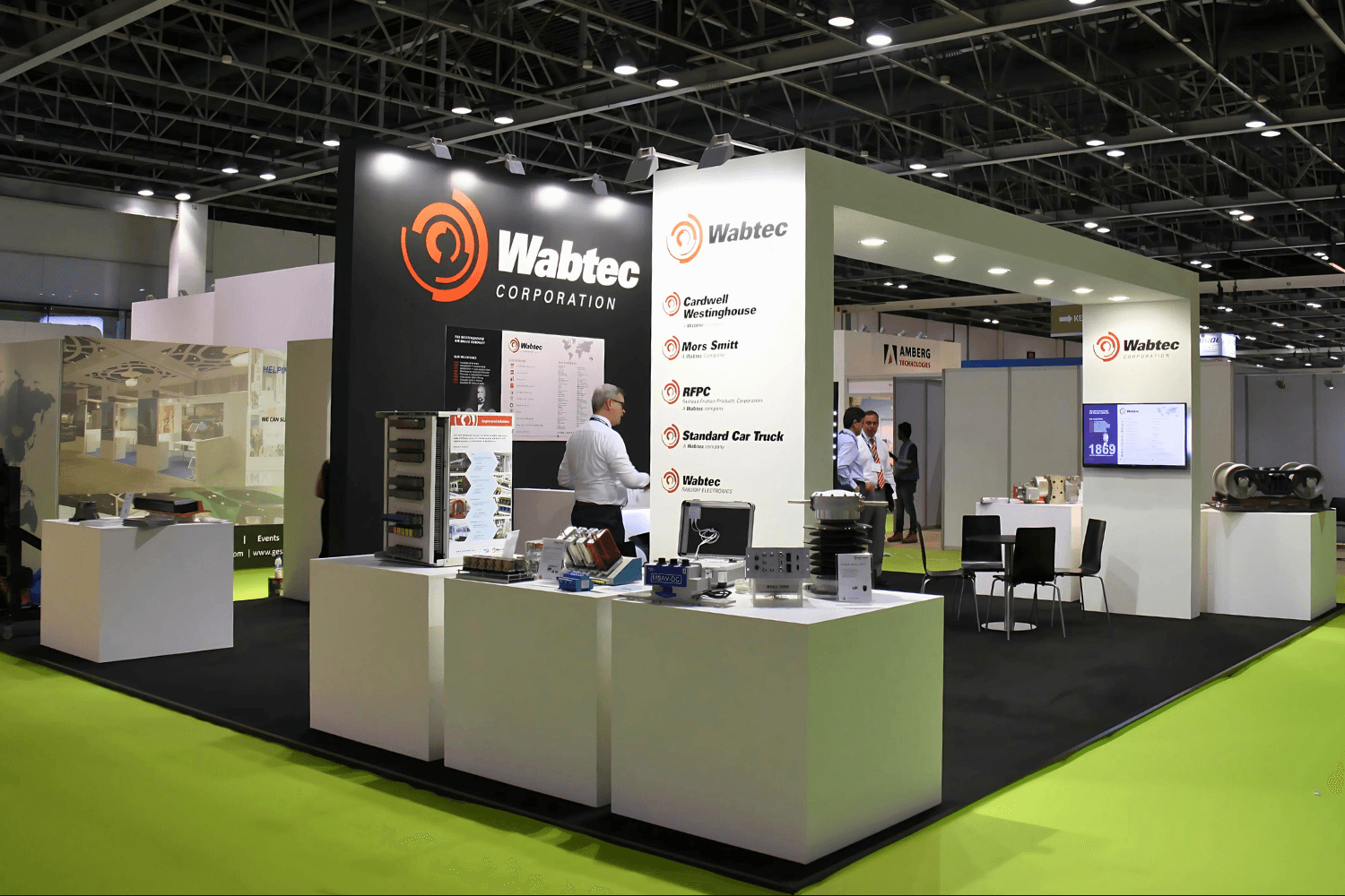Wabtec 72 sqm exhibition stand at Middle East Rail by Messe.ae