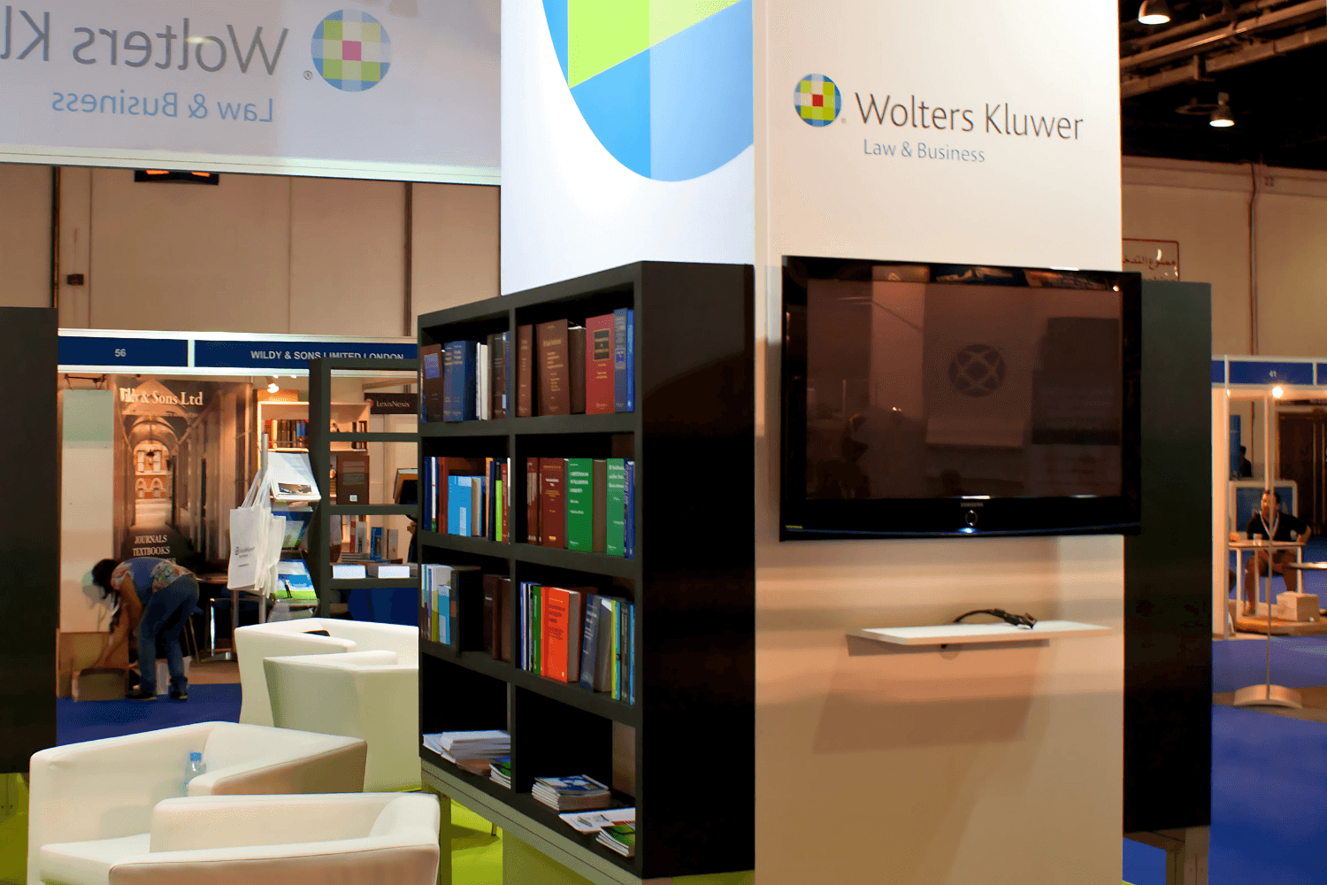 Wolters Kluwer 36 sqm exhibition stand at International Book Fair by Messe.ae