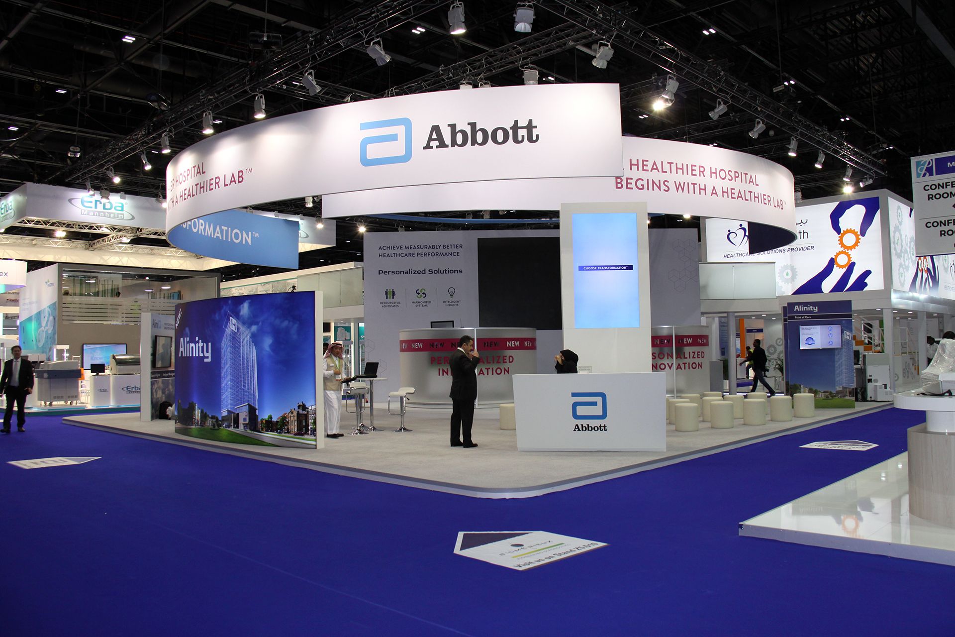 Abbott 203 sqm exhibition stand at Medlab Middle East by Messe.ae