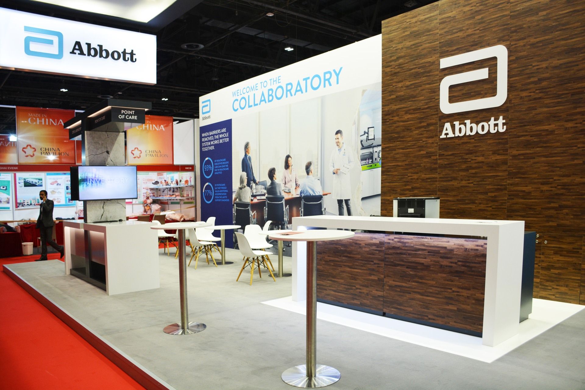 Abbott 73 sqm exhibition stand at Medlab Middle East by Messe.ae