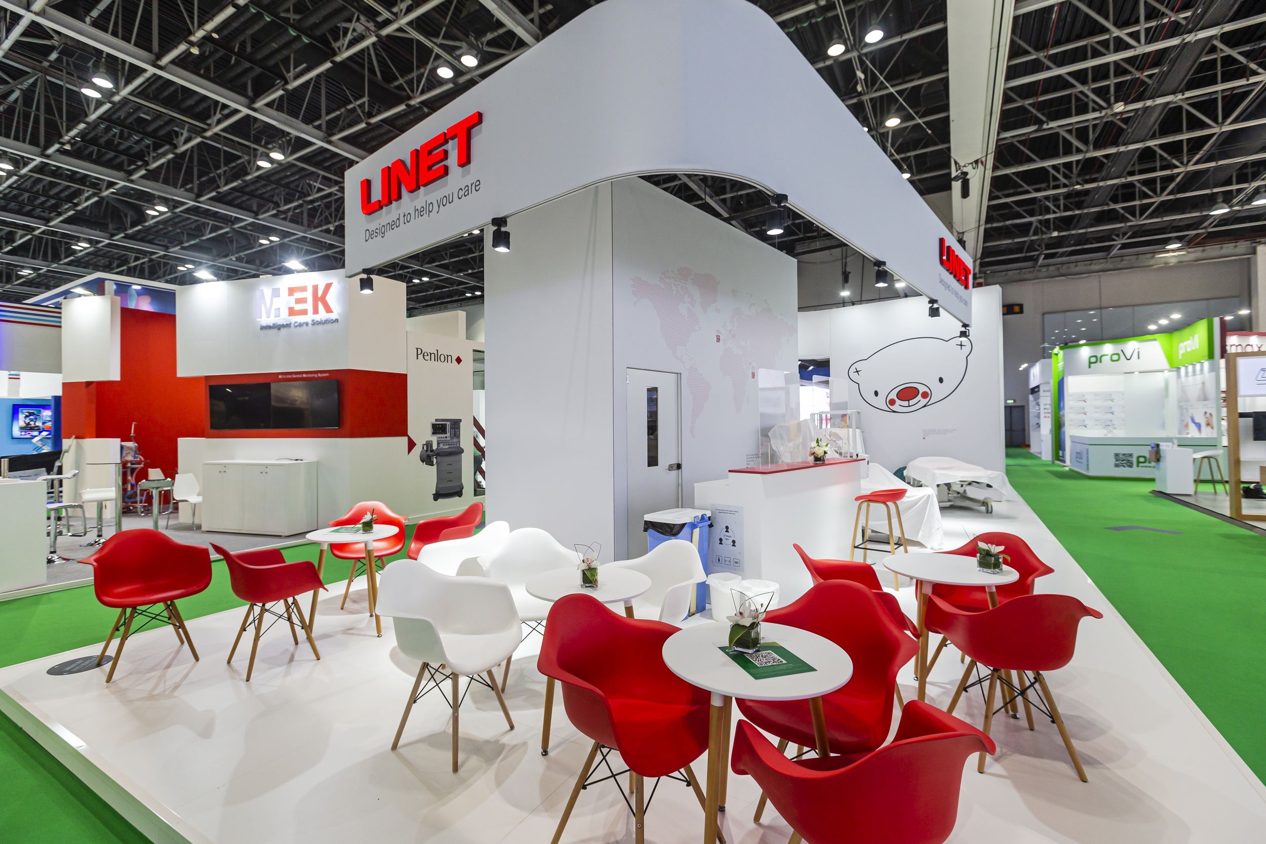 LINET Group 120 sqm exhibition stand at Arab Health by Messe.ae