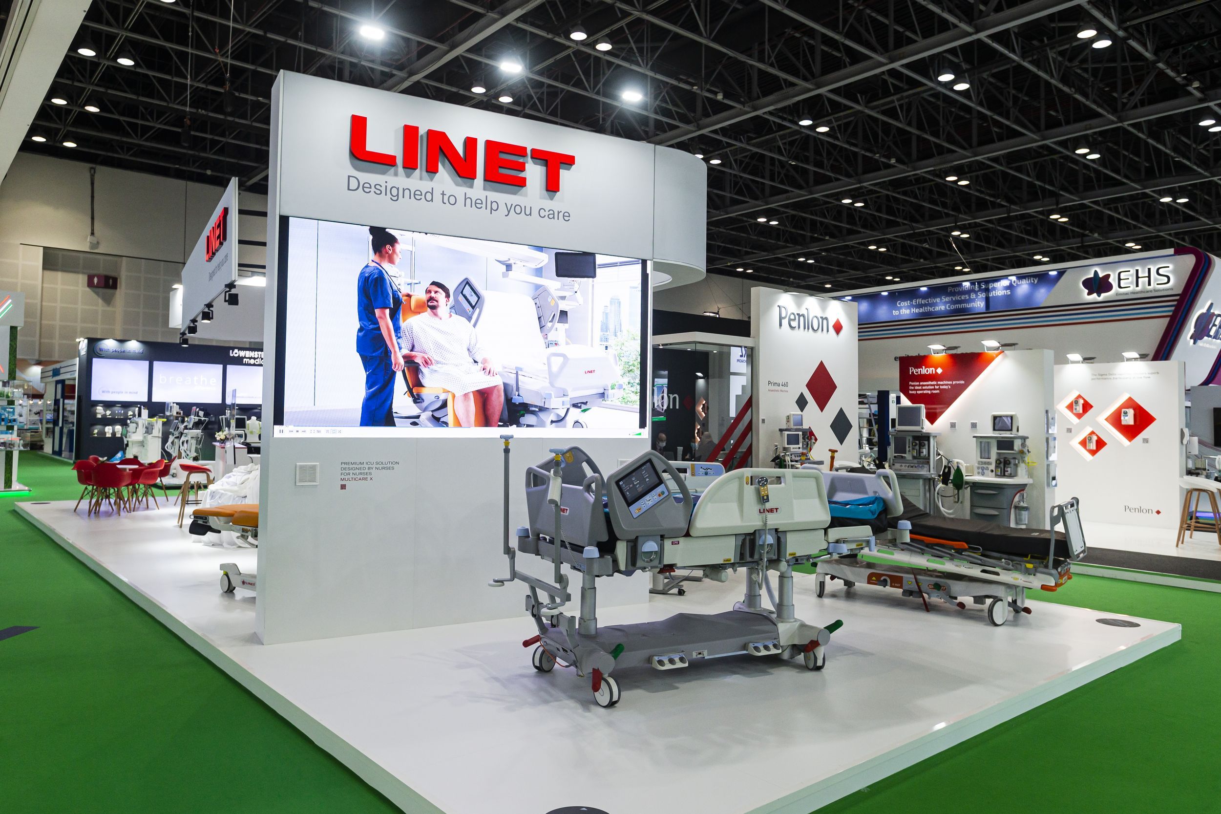 LINET Group 120 sqm exhibition stand at Arab Health by Messe.ae