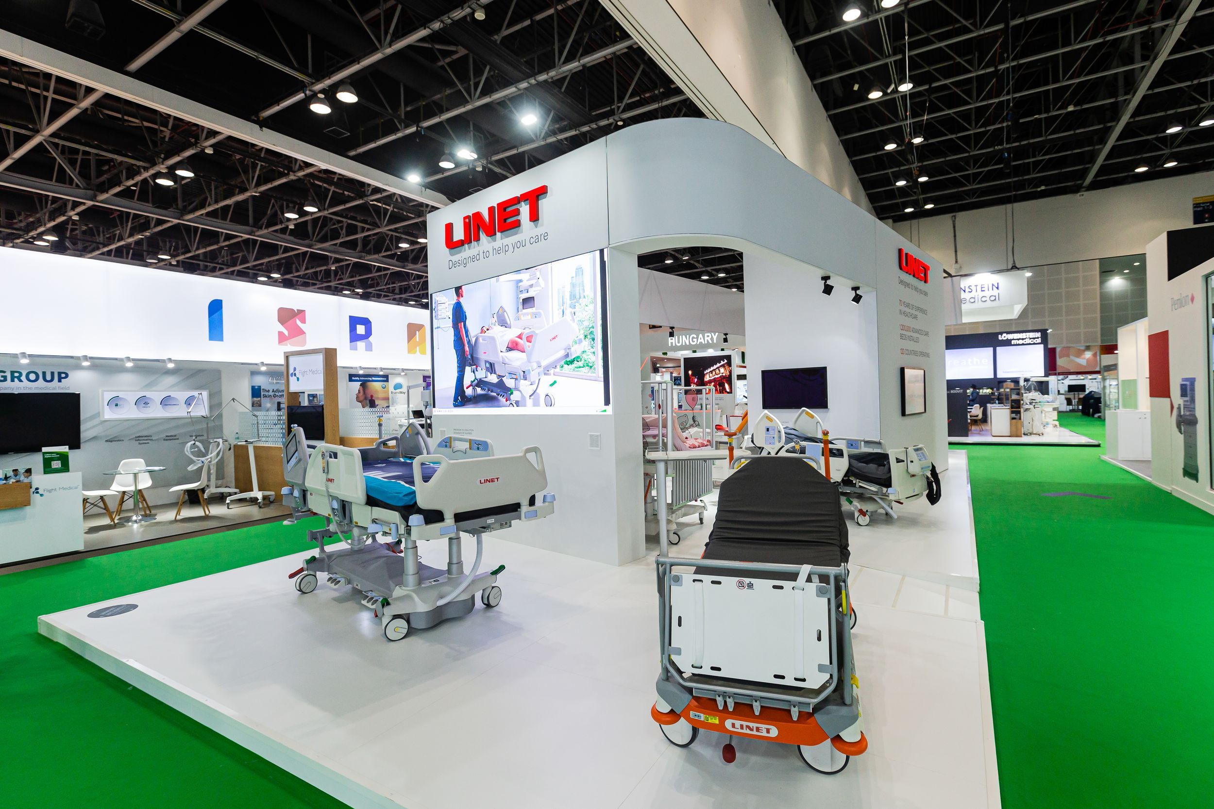 LINET Group 120 sqm exhibition stand at Arab Health by Messe.ae