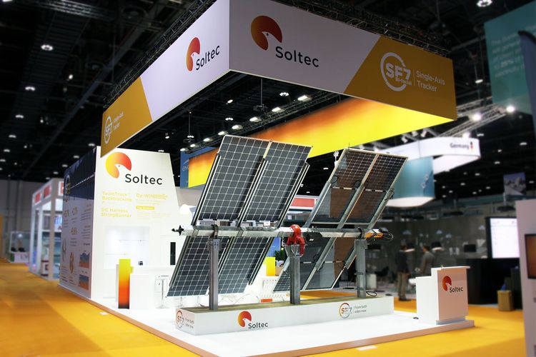 Soltec Power Holdings 90 sqm exhibition stand at World Future Energy Summit by Messe.ae