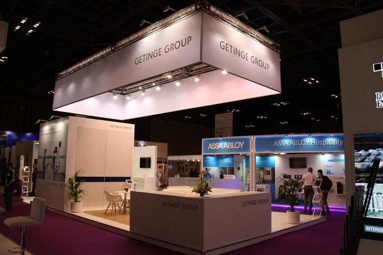Getinge Group 72 sqm exhibition stand at Building Health Care by Messe.ae