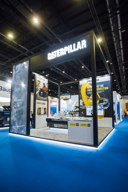 Caterpillar 36 sqm exhibition stand at ITS by Messe.ae