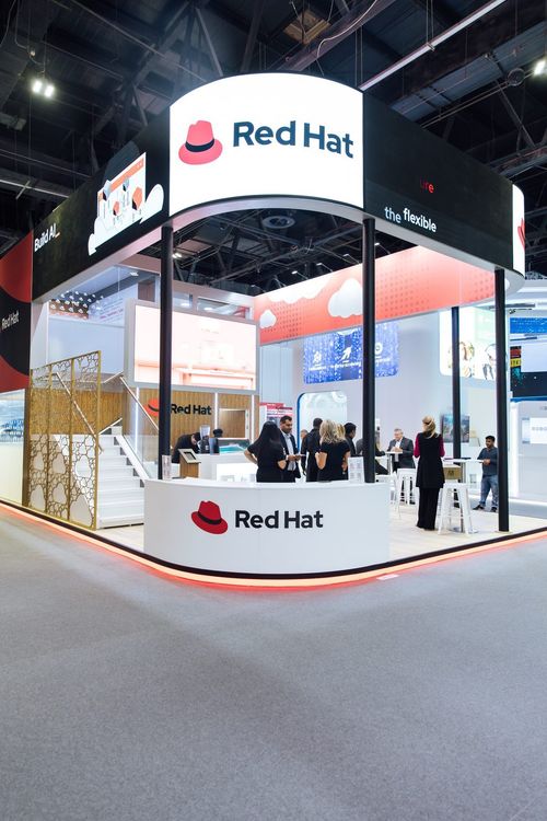 Red Hat 84 + 36 sqm exhibition stand at GITEX by Messe.ae