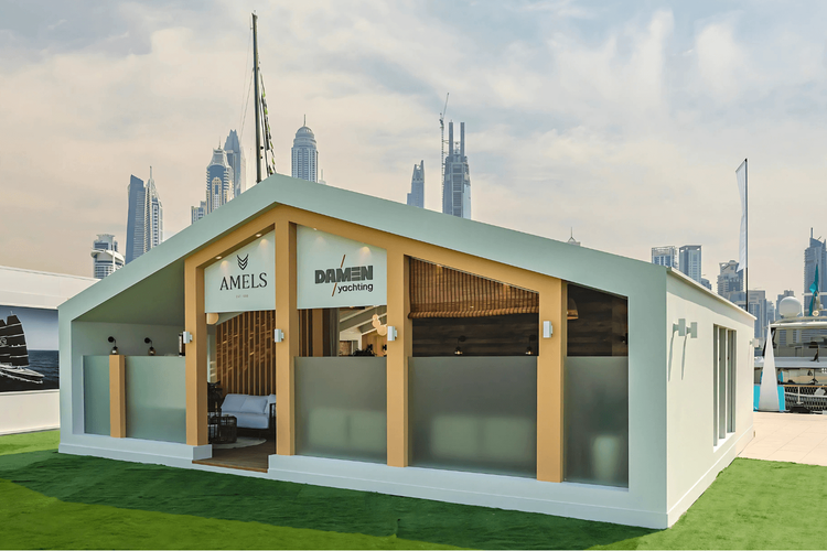 Damen 100 sqm exhibition stand at Dubai International Boat Show 2023, 2024, 2025 by Messe.ae