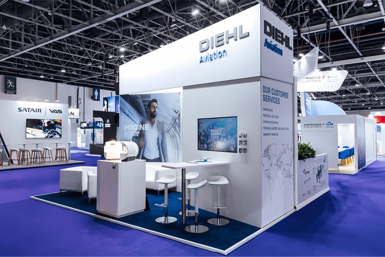 Diehl Aviation 18 sqm exhibition stand at MRO by Messe.ae