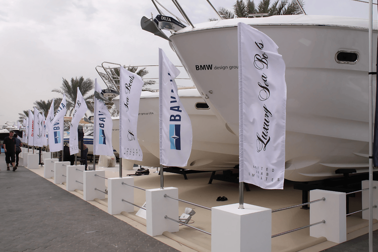 Luxury Sea Boats 190 sqm exhibition stand at Dubai International Boat Show by Messe.ae
