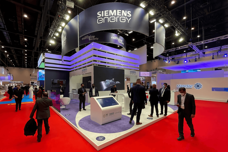 Siemens Energy 100 sqm exhibition stand at WETEX by Messe.ae
