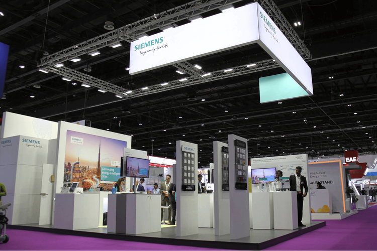 Siemens Industrial 60 sqm exhibition stand at Middle East Energy by Messe.ae