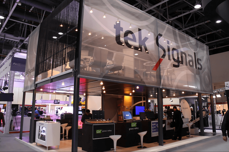 TekSignals 70 + 70 sqm exhibition stand at CABSAT by Messe.ae